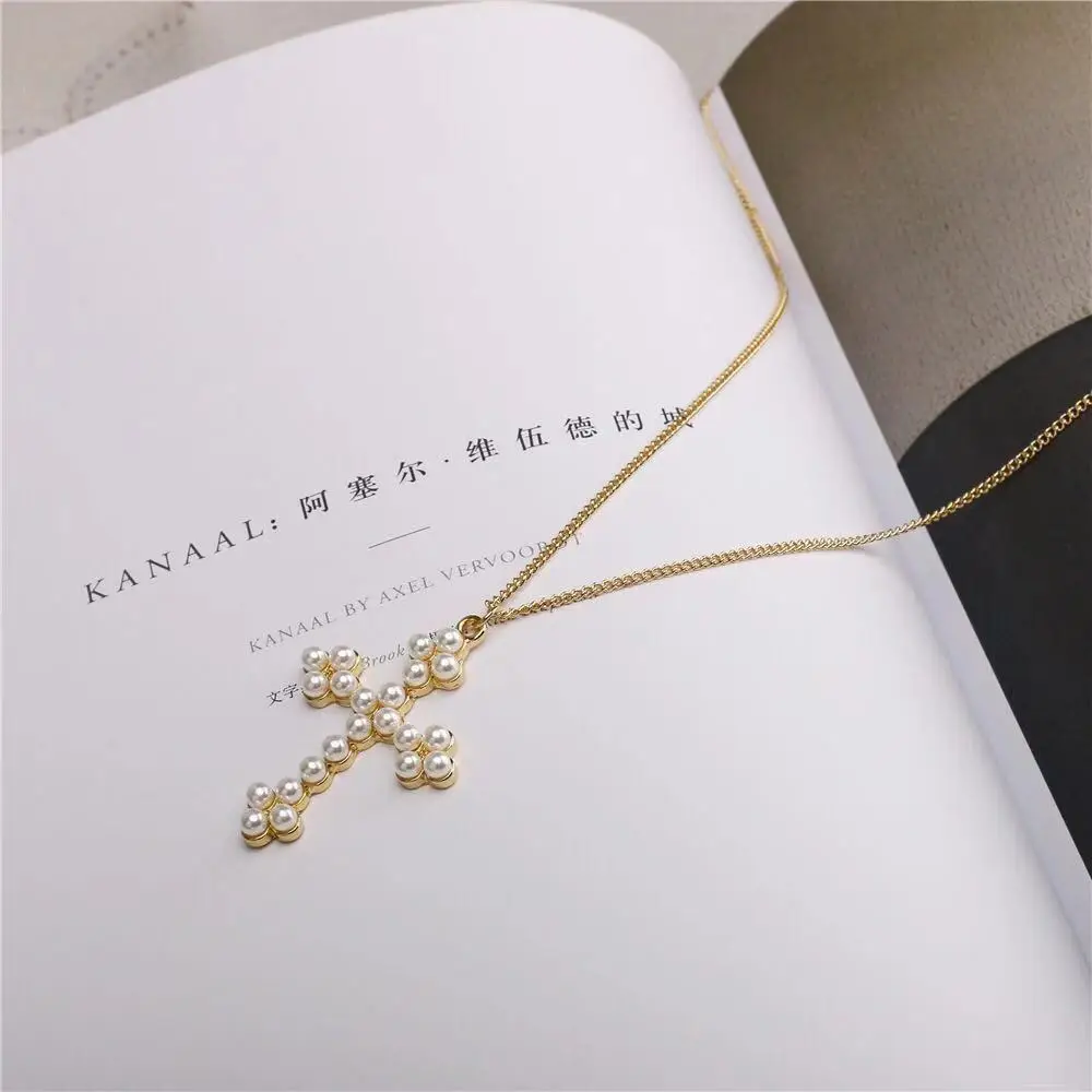 3 шт. Новое поступление жемчужные кресты цепочка для свитера женское длинное