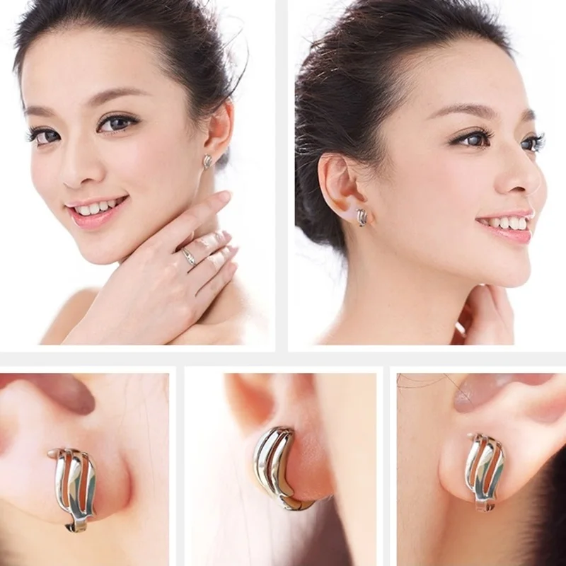 

OMHXZJ Wholesale European Fashion Woman Girl Party Wedding Gift Silver Geometric S925 Sterling Silver Hoop Earrings EA448