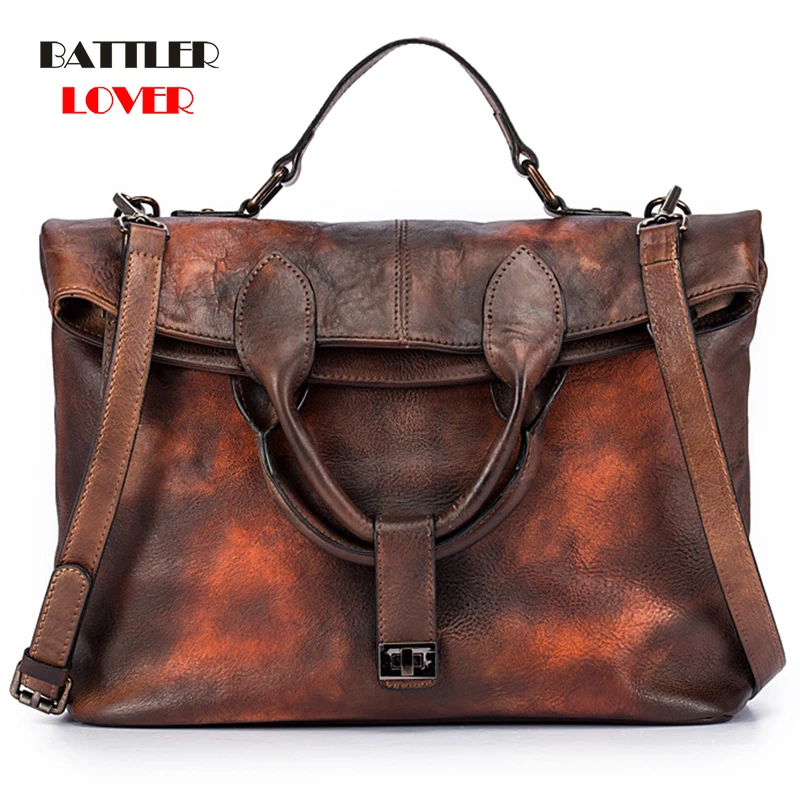 

Genuine Cow Leather Handbags For Women Retro Style Shoulder Bags Female Fold Over Crossbody Satchels Ladies Luxury Brand Purses