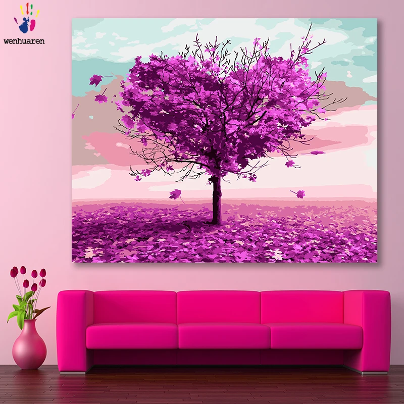 DIY картинки для раскраски по номерам с цветами фиолетового дерева любви цветок