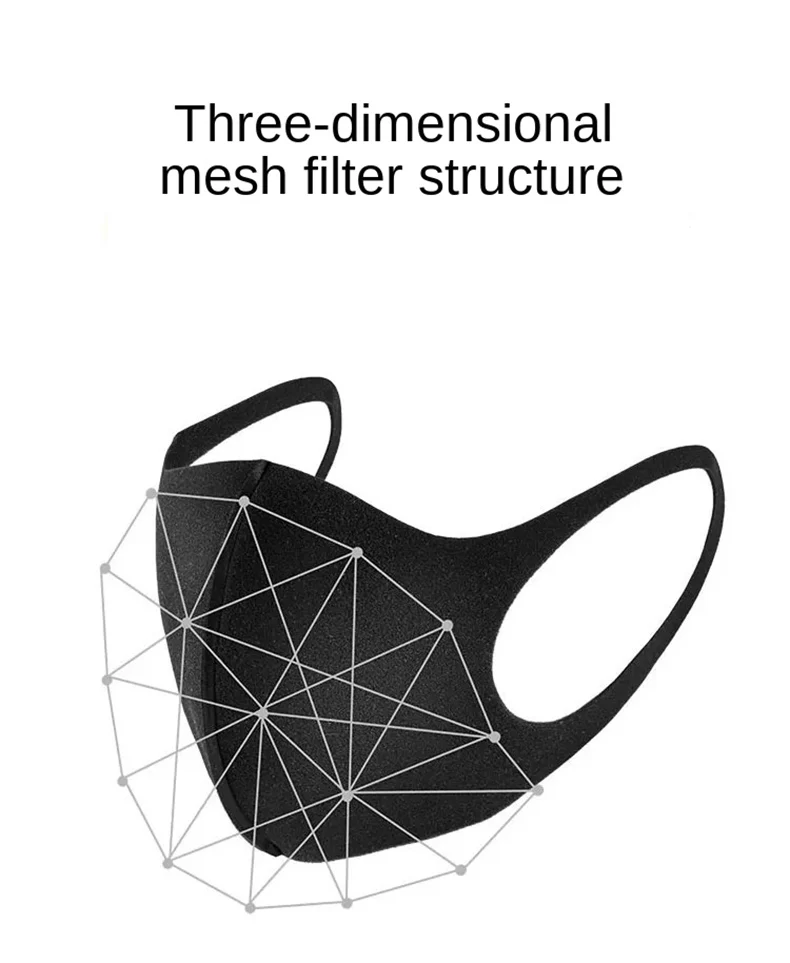 

6Pcs mask washable fabrics summer Breathable Facemask Ice Silk Refreshing masques Antidust pollution black adult mask reusable
