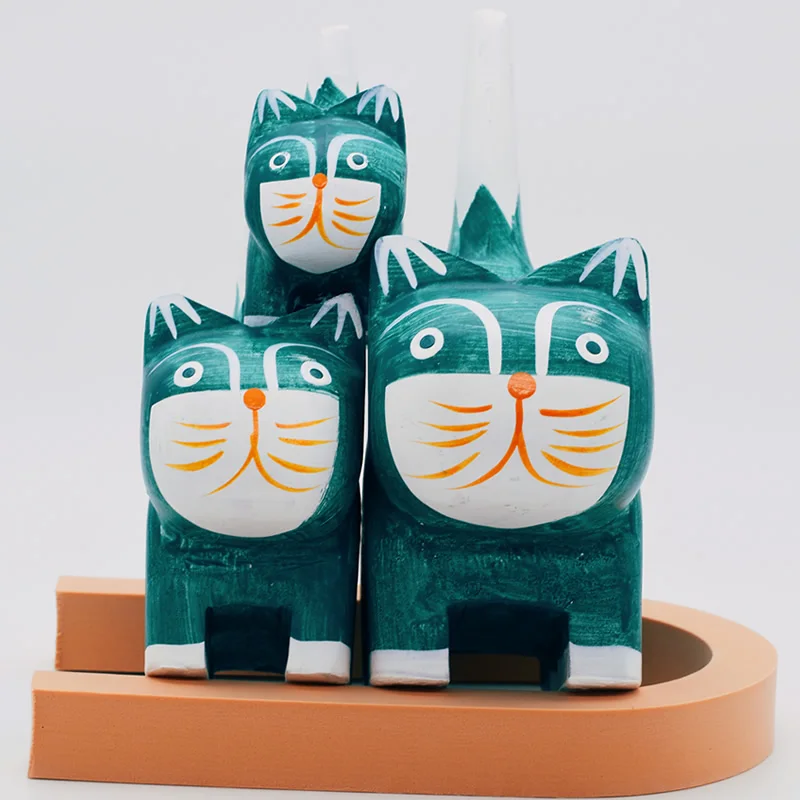 

Mediterranean Style Ornament Handmade Crafts Home Wooden Cat Creative Set Desktop Decoration Gift Kedicat Wood Animal Cn(origin)