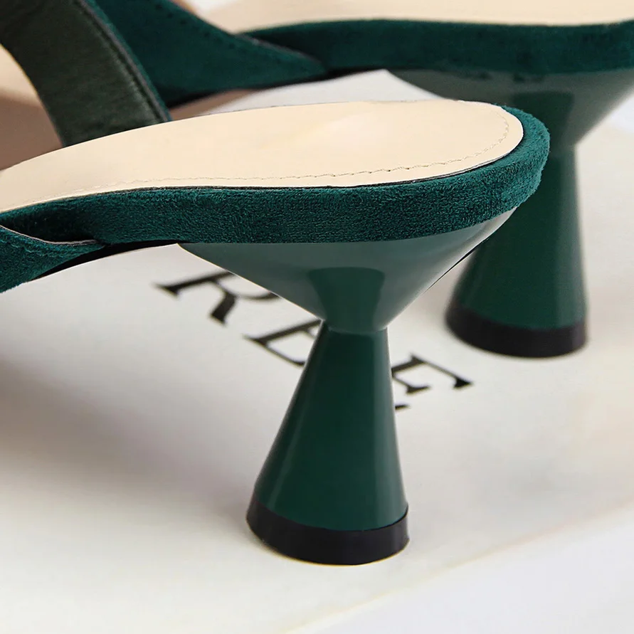 Женские туфли без задника на каблуке 6 см повседневные шлепанцы желтого и