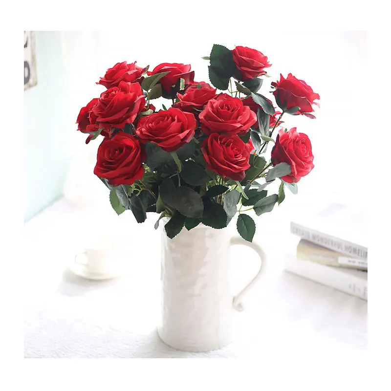 

1Pc Artificial Flower Ten-headed Rose Bouquet Simulation Bunch Of Flowers Roses For Wedding Home Indoor Decoration Fake Flore