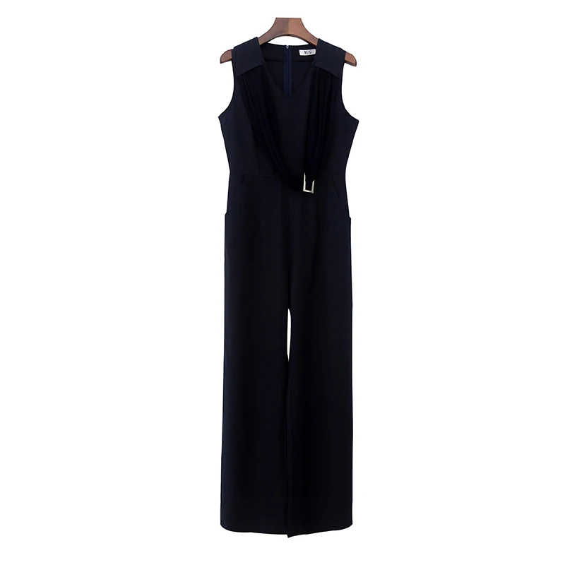 

Summer Office Sleeveless Jumpsuit Women Sexy Casual Jump Suit Female Elegant Chic Overalls Lady Wide Leg Pants