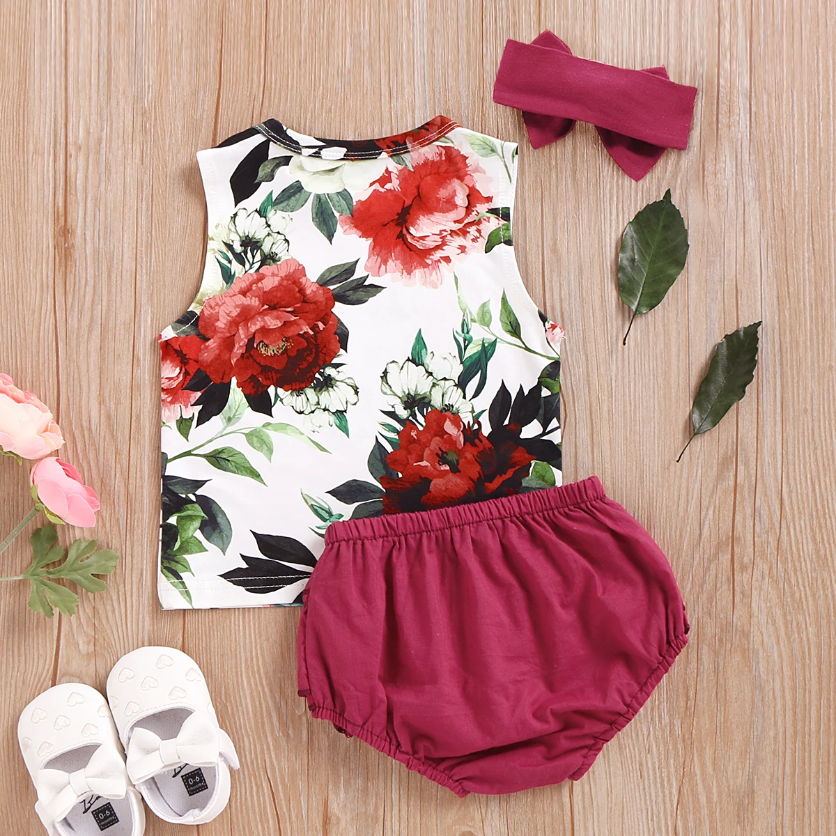 

Toddler Girl Summer Clothes 2021 Baby Girls Sleeveless Floral Vest Top And Ruffled Shorts Pants Headband Girls Outfits Set