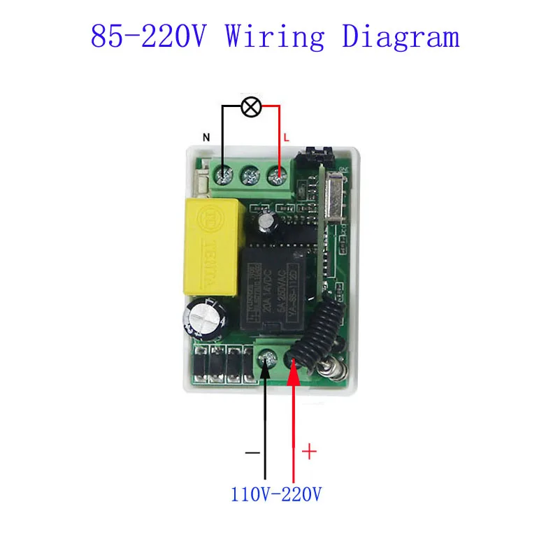 

AC 110V 220V 1 CH Relay Mini Receiver 10A Remote Switch Input AC 110V-220V Output Wireless Control Switch 315/433.92MHZ