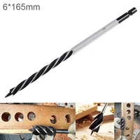 1pc 6x165mm four slot woodworking drill bit hole drilling tool wcenter drill head and 14 hex shank for woodworking opening