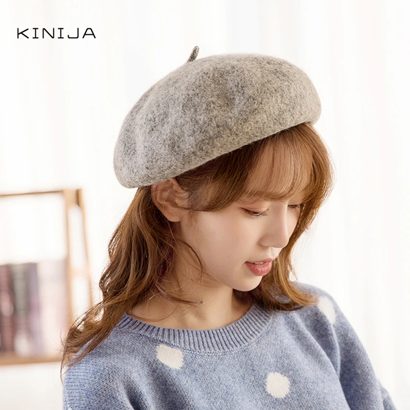 Новинка женская теплая осенне зимняя шерстяная однотонная шапка однотонный