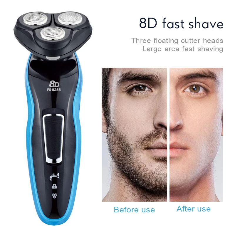 

Multifunctional 4 in 1 Rechargeable Men's 8D Electric Shaver Nose Trimmer Face Cleaning Brush Triple Blade Face Men's Razor 36D