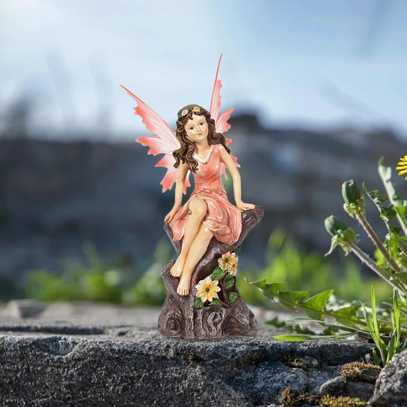 

Sitting Fairy Statue Garden Ornament Resin Craft Landscaping Yard Decoration Home Garden Decoration Outdoor
