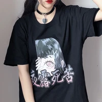 gothic japanese anime print women harajuku tshirt cotton black top punk vintage dropshipping clothes short sleeve y2k streetwear