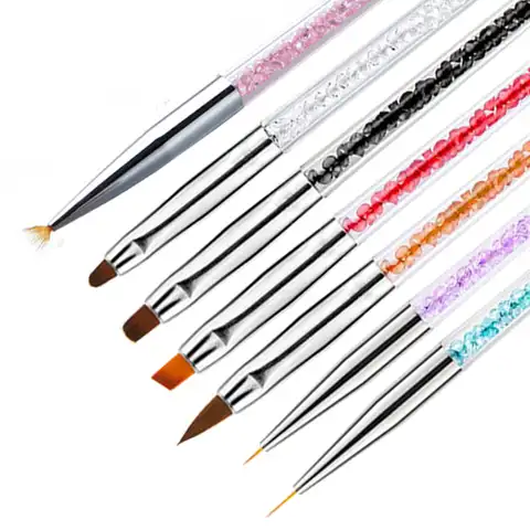 Кисть для дизайна ногтей с кристаллами, ручка для рисования цветочных линий, Гель-лак для ногтей, карандаш для рисования, акриловые кисти, ин...