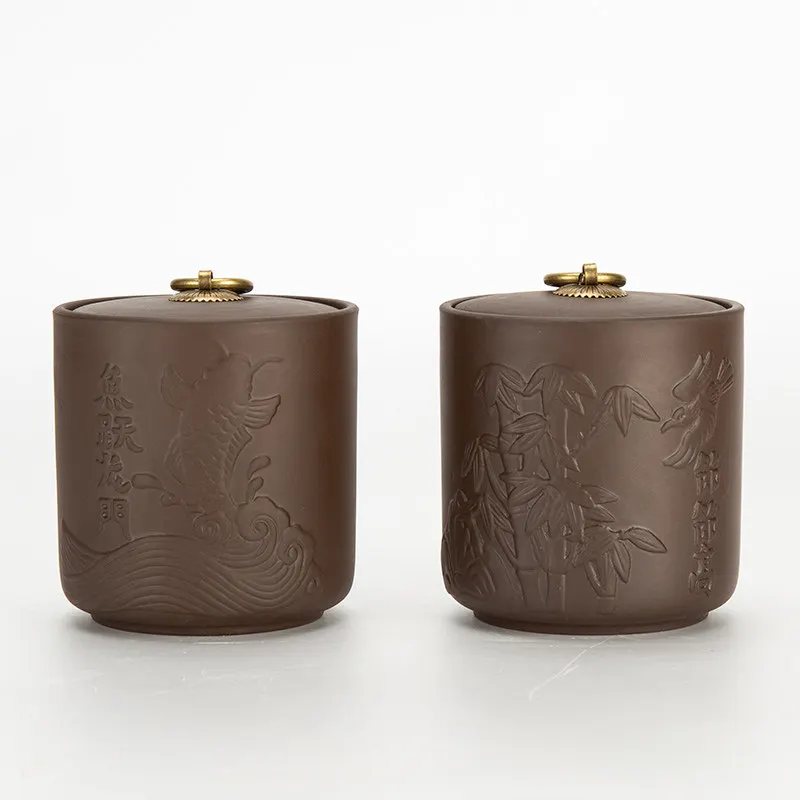 Зелёный чай герметичный ящик для хранения из фиолетовой глины под банки чая Caddy