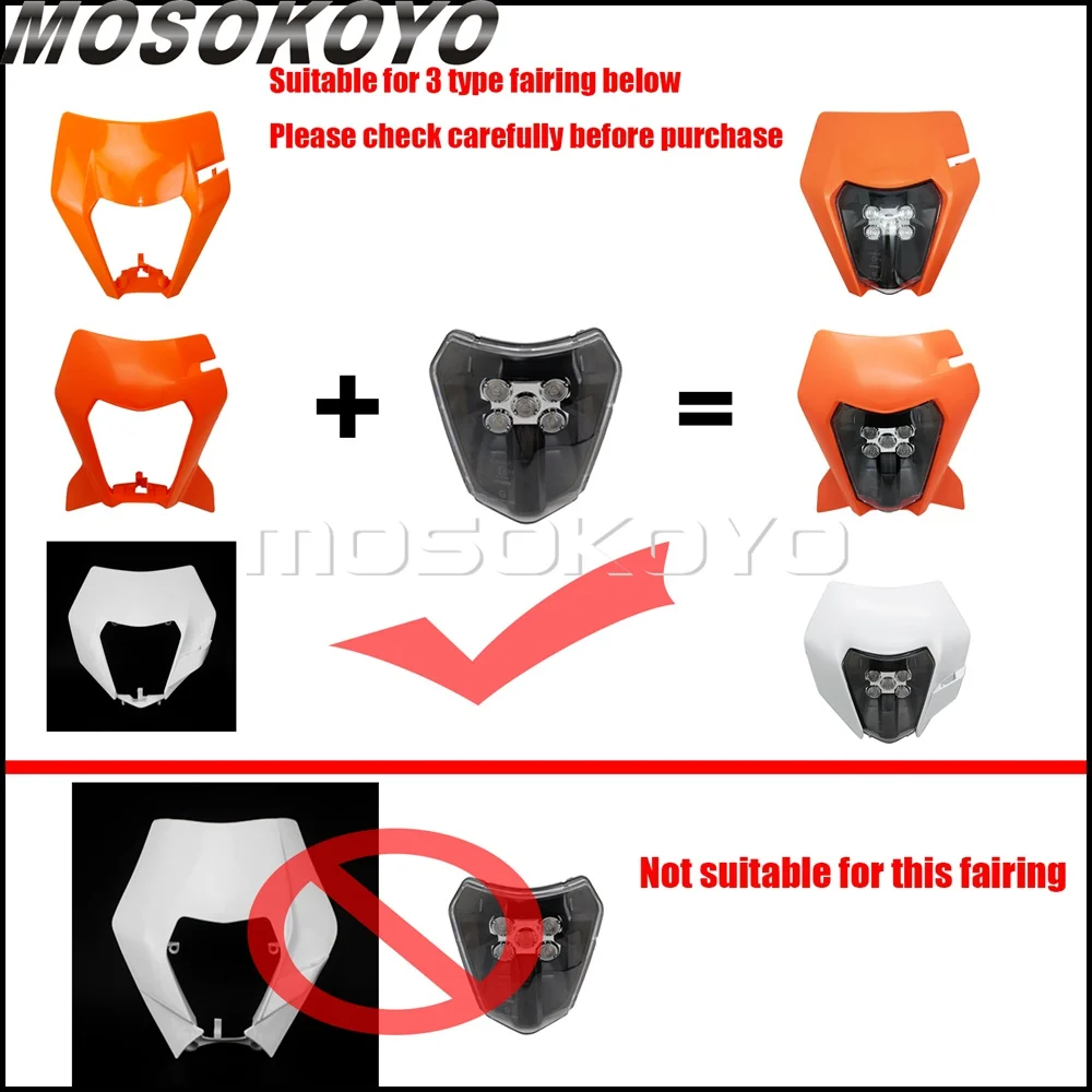 

E8 Led Visor Headlight Enduro Dual Sport Front Running Light For Te Tc Fe Tx 250 350 450 Exc Six Days Tpi