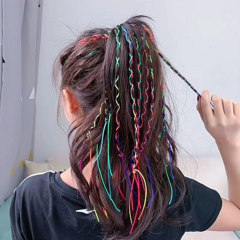 

1Set 90cm Mix Color Twist Knitting Hair Braided Handmade Ribbon Woven Rope Braided Hair Styling Tool Accessories