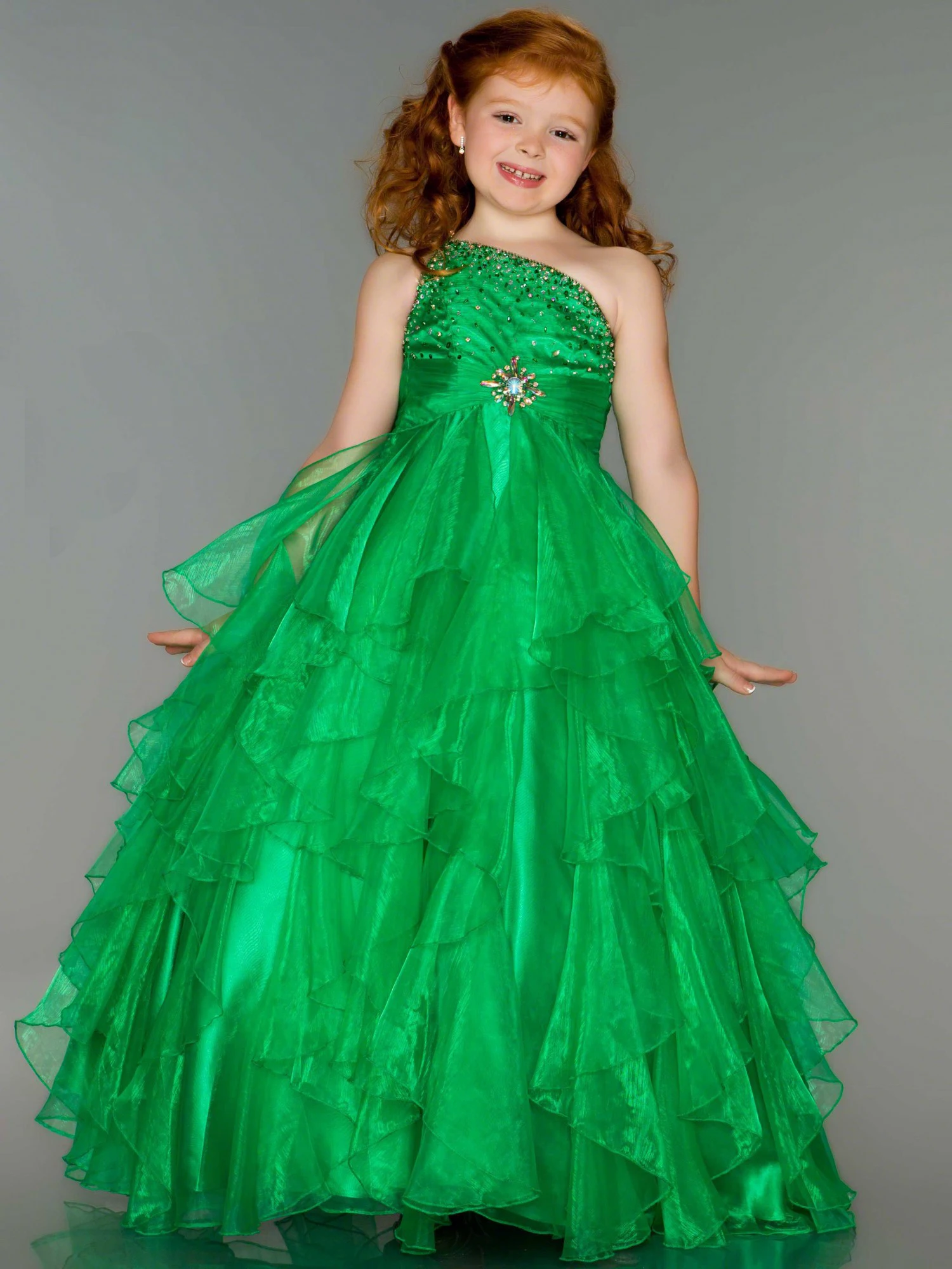 Bright Blue Fushcia Green One Shoulder Flower Girl Dresses Girls' Pageant Holidays/Birthday Custom Size 2-14 F14 |