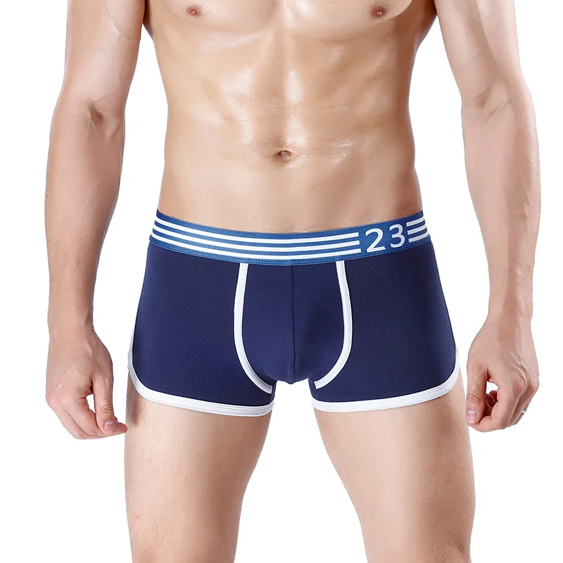 

5Pcs/Lot Fashion Number Men Boxers Underwear U Convex Designer Sexy Gay Cuecas Cotton Stripe Short Boxers Men Under Panties