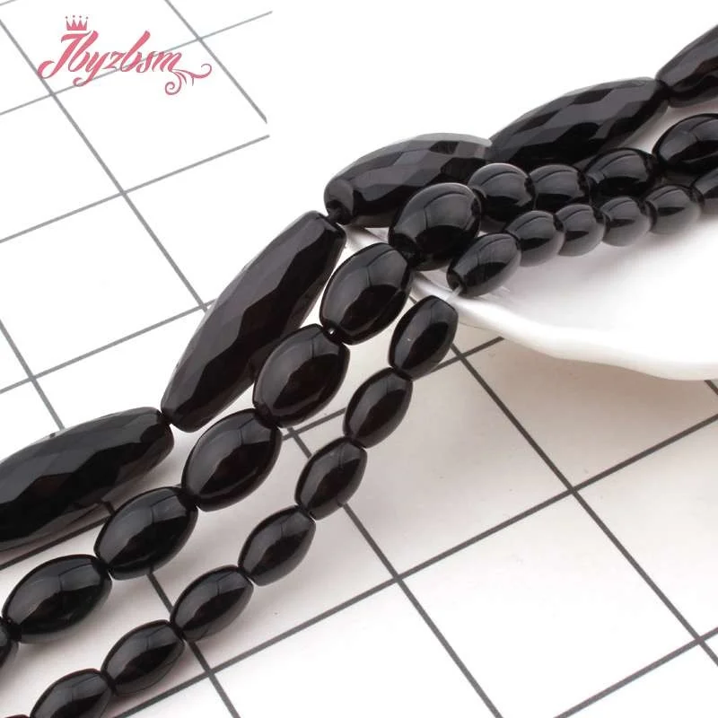 Овальные черные бусины из натурального камня оникс свободные для