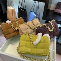 suede chain messenger bags luxury handbags women purses clutch lady shoulder bag knitting crossbody bags female bag high quality