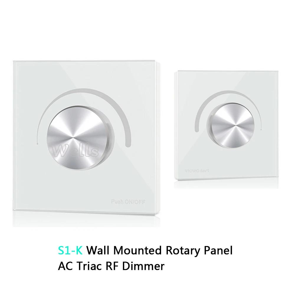 

S1-K High Voltage Wall Mounted Rotary Panel 100V-240VAC Trailing Edge Dimming AC Triac RF LED Dimmer Panel Controller