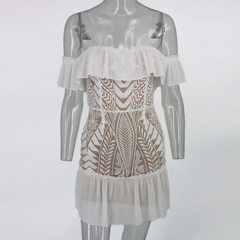 Женское кружевное платье с открытыми плечами ThereadictSexy белое летнее открытой