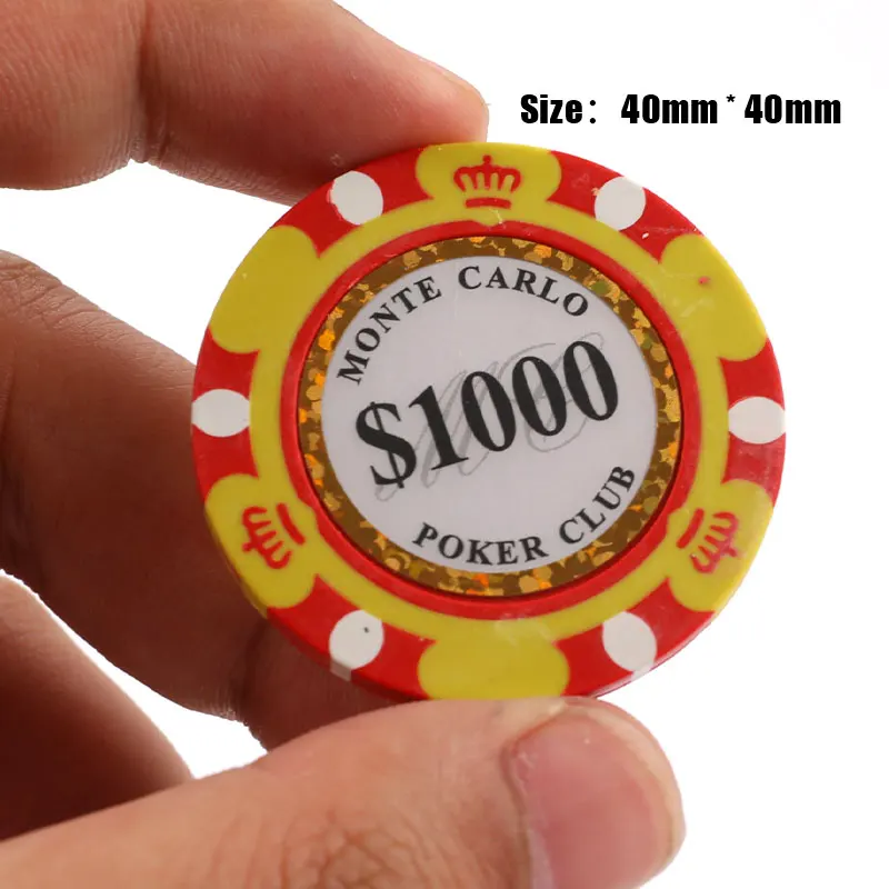 

5pcs Ceramic Poker Chips Set Clay Casino Coins 40mm Coin Poker Chips Entertainment Dollar Coins