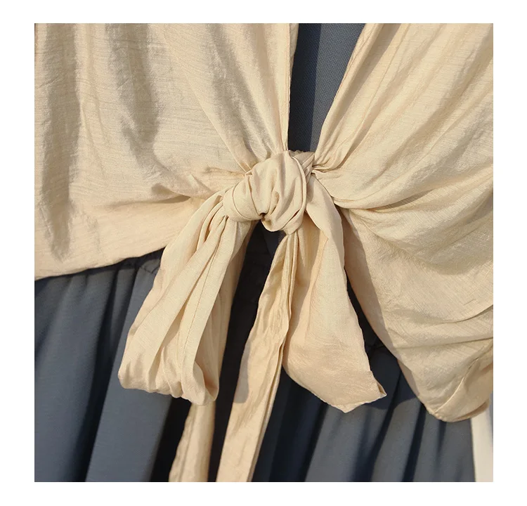 

plus size women Summer korean two piece set women chiffon bow top and straps sleeveless chiffon mini dress set beachwear