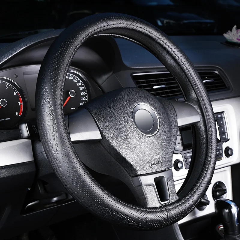 

37-38cm Car Steering Wheel Cover Non-Slip Sports Style High Quality Leather Car Decoration Interior Accessories For Honda