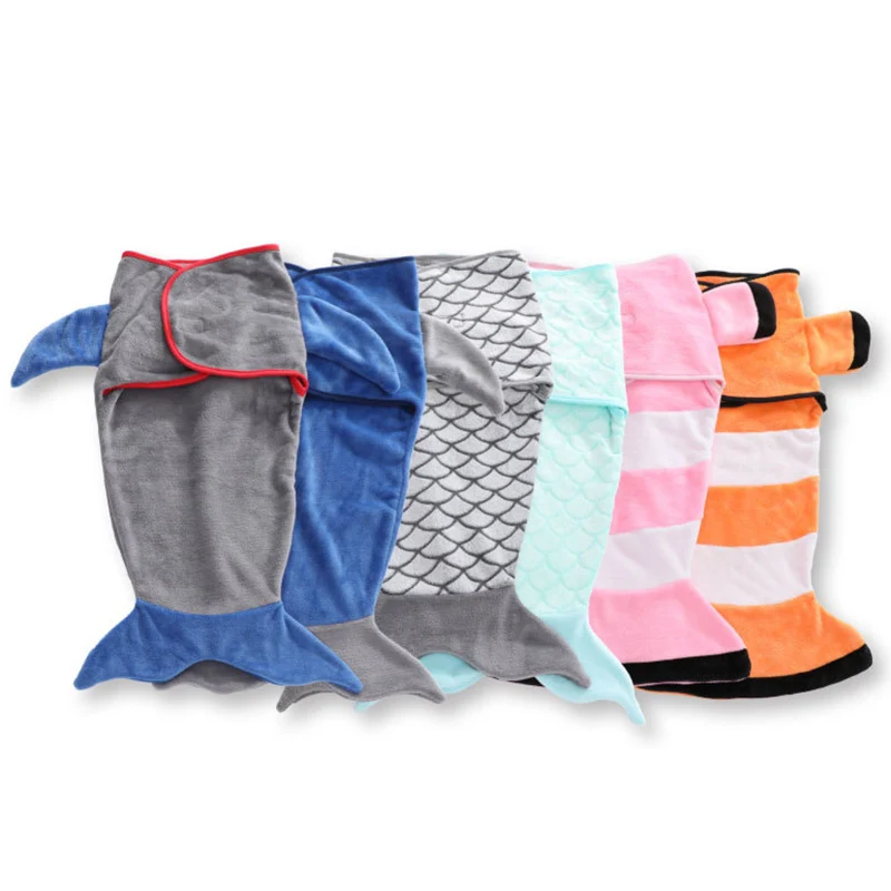 Милый спальный мешок с рисунком акулы для малышей маленьких детей зимний теплый