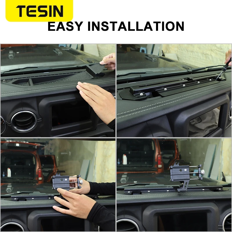 tesin gps stand holder for jeep wrangler jl car mobile phone support holder interior accessories for jeep gladiator jt 2018 2020 free global shipping