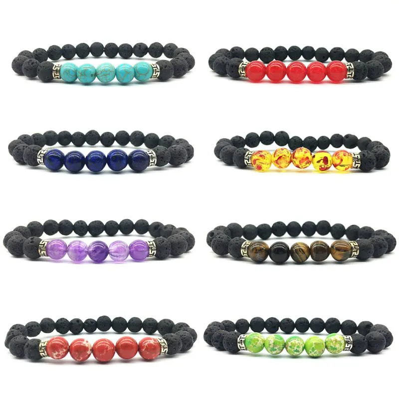 2019 Новый вулкан Лава баланс бусины рейки браслеты с бусинами из натурального