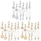 7 пар, серьги-кольца с кристаллами