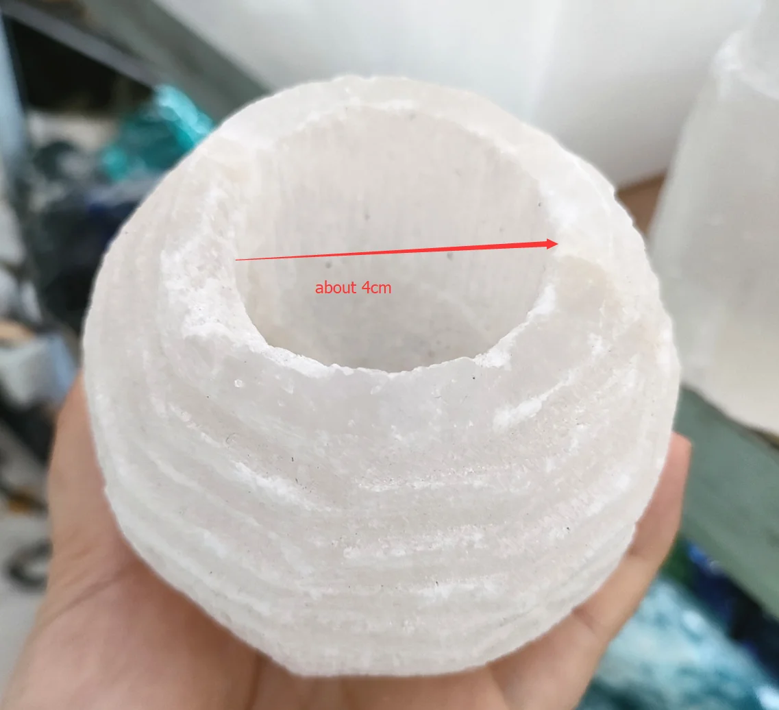 

1pcs Large Crystal Selenite Candle Holder Natural Gypsum Candlestick Home Decoration Reiki Room Ornament Date Decor