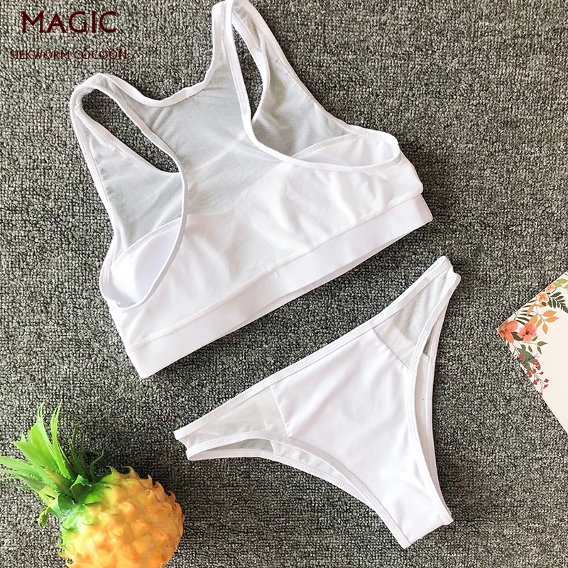 Жилет сетки комплект бикини сексуальный Одноцветный купальник с низкой талией