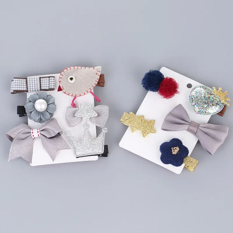 

5/6 PCS Girls All-inclusive Fabric Flower Hairpin Children's Headdress Set