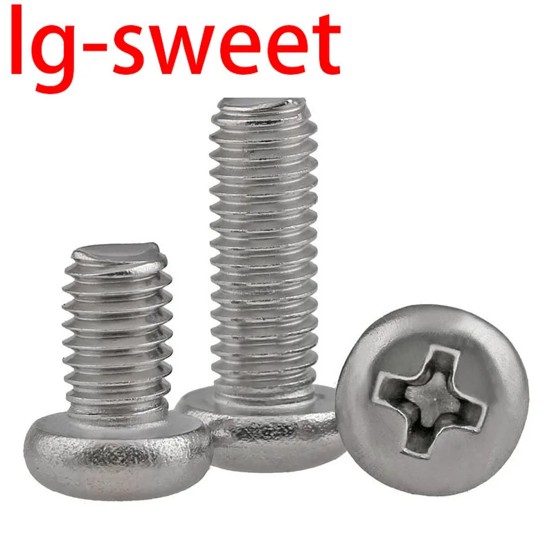 

Gb818 304 stainless steel cross round head screw cross pan head screw PM machine m4-m10 10PCS