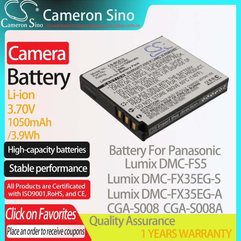 

CameronSino Батарея для цифрового фотоаппарата Panasonic Lumix DMC-FS5 DMC-FX35EG-S DMC-FX35EG-A Lumix DMC-FX35EG-K подходит Leica BP-DC6 камера Батарея