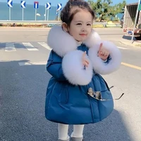 2021 new girls winter coat faux fur collar 2 6 years old kids snowsuit thick warm fashion outwear jackets