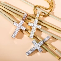 vintage zircon cross pendant necklace for women and men punk new design classic twist chain choker hip hop necklace jewelry