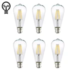 Лампа накаливания St64, 8 Вт, B22, ретро Эдисон, 220-240 В, 6 шт.лот, стеклянная лампа 4000 к