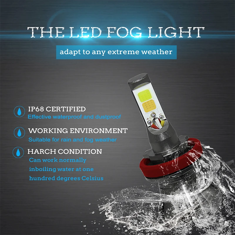 EURS 2Pcs COB Fog Light H8 H11 H3 H1 Led Car 9600LM 40W H27 880 881 Bulbs 3000K 6000K 8000K | Автомобили и мотоциклы