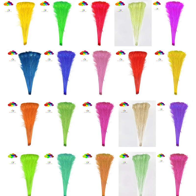 

fade multicolour 10pcs 100% Natural Peacock Feathers 80-90CM/32-36inch High Quality for Diy carnival costume mask headdress home