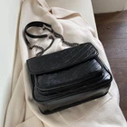 Однотонные винтажные кожаные сумки через плечо для женщин 2019, зимняя сумка-мессенджер на плечо, женские дорожные сумки на цепочке для дам