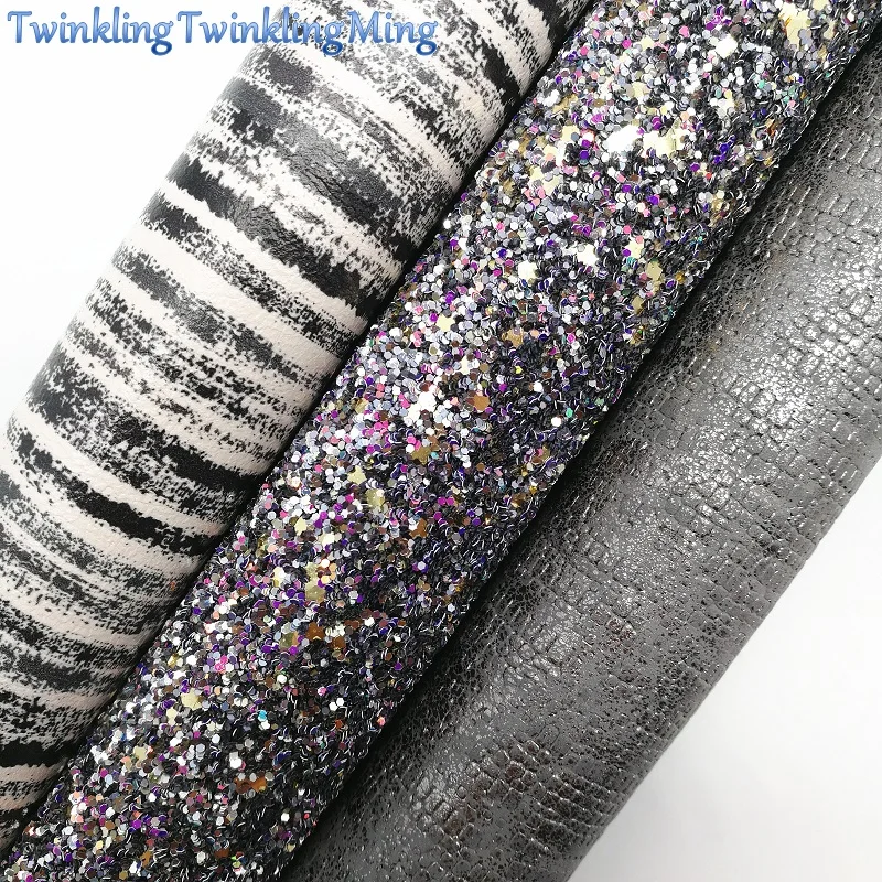 Ткань с блестками серого цвета ткань из искусственной кожи металлическим