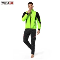 wosawe 2022 winter men cycling jacket suits waterproof windproof thermal fleece bike trousers mtb bicycle riding running jacket