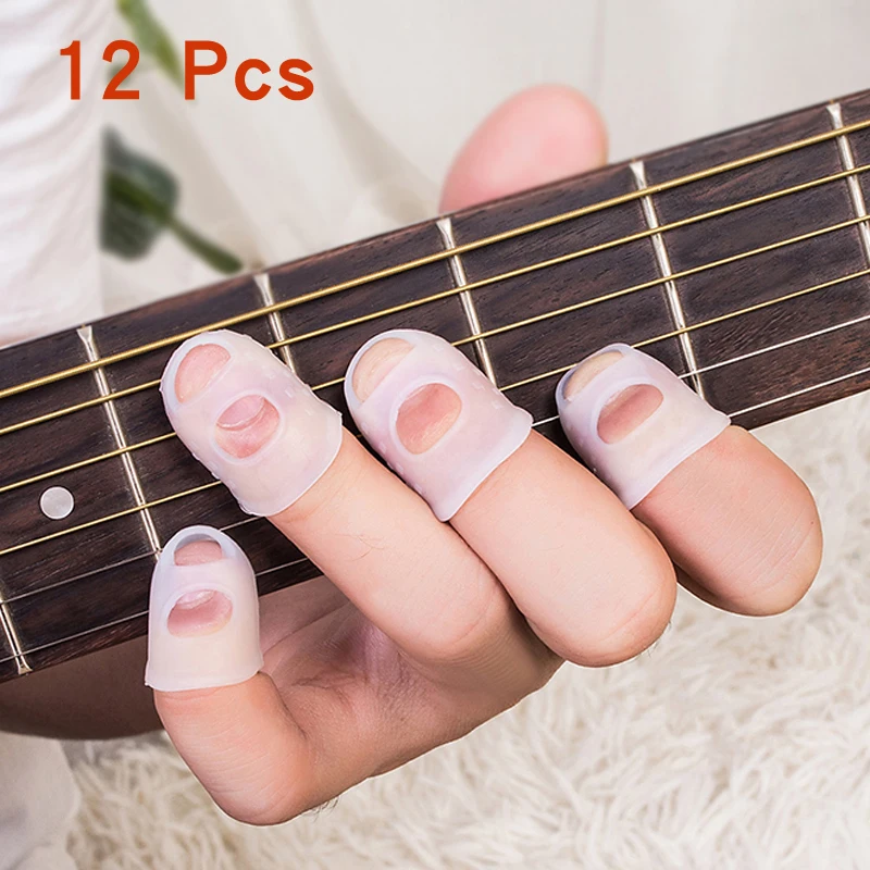 12Pcs Guitar Finger Silicone Claw Protection Cover Guard Guards Non-slip Fingertip Protectors  Guitar Ukulele Finger Cots