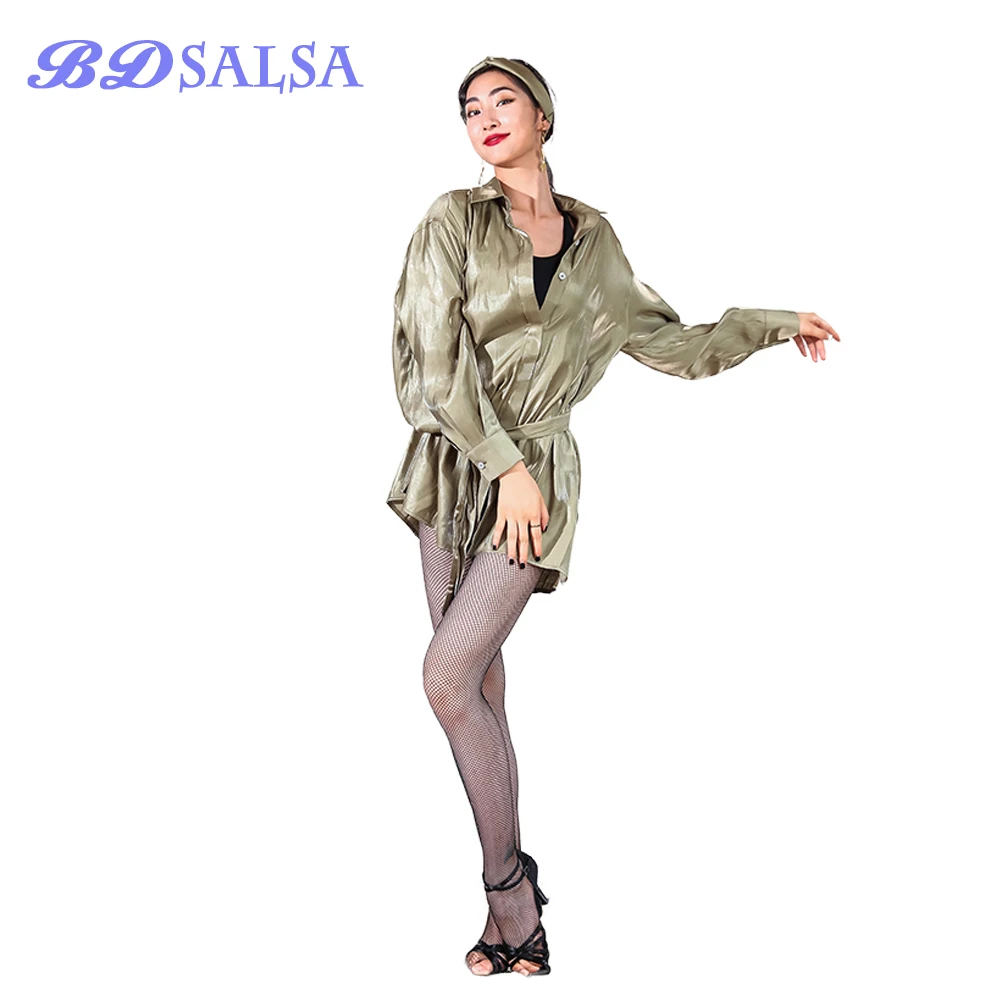 2020 Tops Latin Dance Clothes The New Training Female Adult Practice Cloth Sexy Dancing Set Dress ZD119 Blue Red Green Hot Top