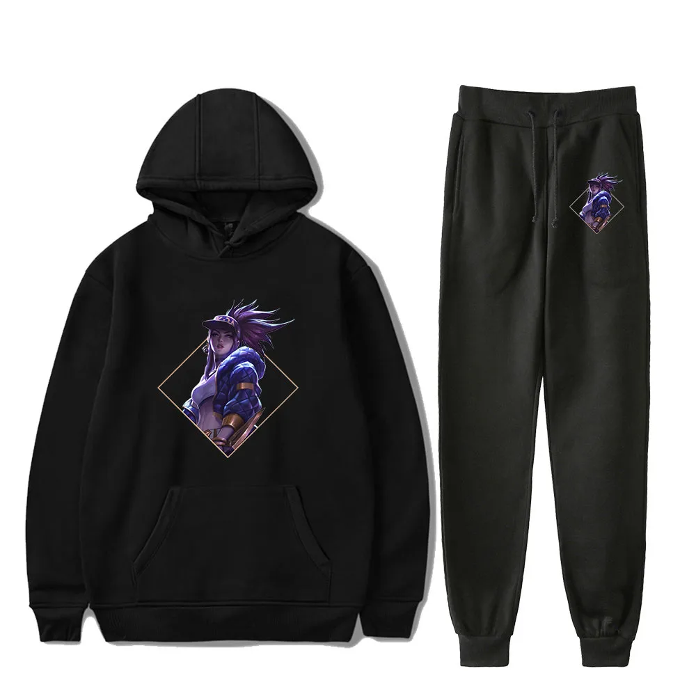 

Kda The Baddest Harajuku Printed Spirited tyle Jogger Sweatshirt Sets Sports men/women's Hoodies Sweatshirts+pants Sets