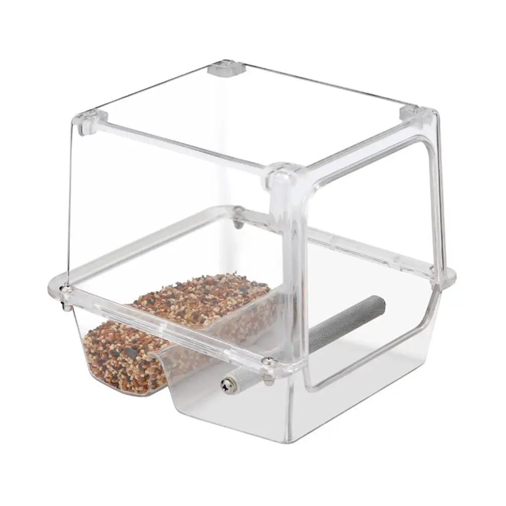 

Bird Feeder Anti-leakage Parrot Automatic Feeder Hanging Acrylic Parrot Feeding Box Bird Cage Accessories Seed Catcher Tray